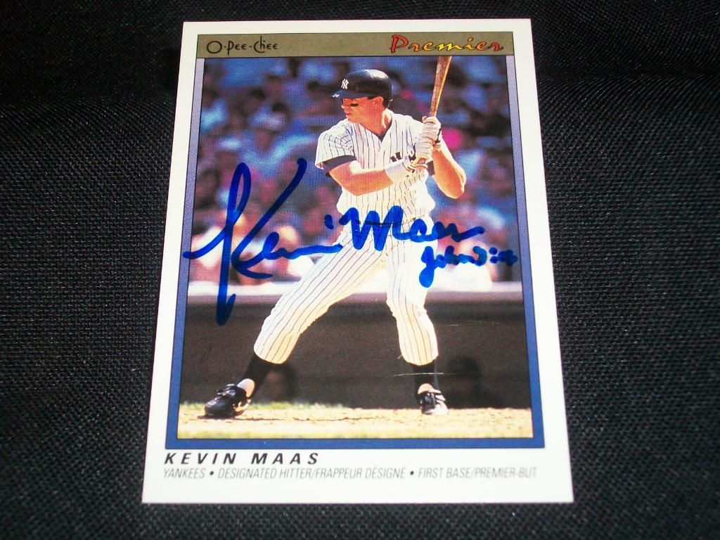 new york yankees kevin maas signed auto 1991 o pee chee premier