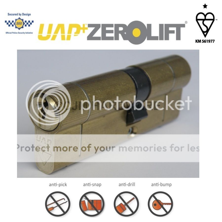 UAP+ ANTI BUMP & SNAP SECURITY EURO CYLINDER   BRASS