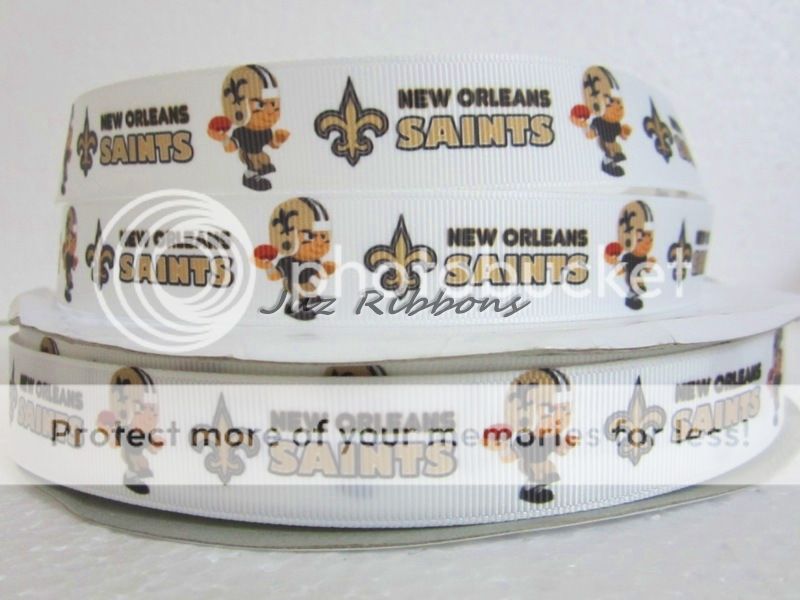 7 8" inch 5 Yards New Orleans Saints Football Printed Grosgrain Ribbon