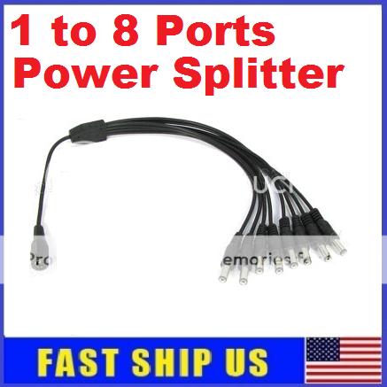 CCTV Security Camera 2.1mm 1 to 8 Port Power Splitter Cable Pigtails 